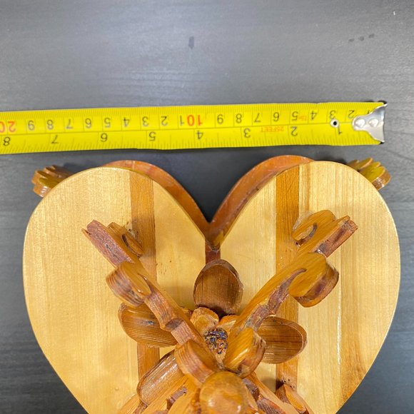 Vintage Jewelry Box, Heart Shaped, Red Velvet Lining, Storage Container, Brown K - Picture 6 of 10